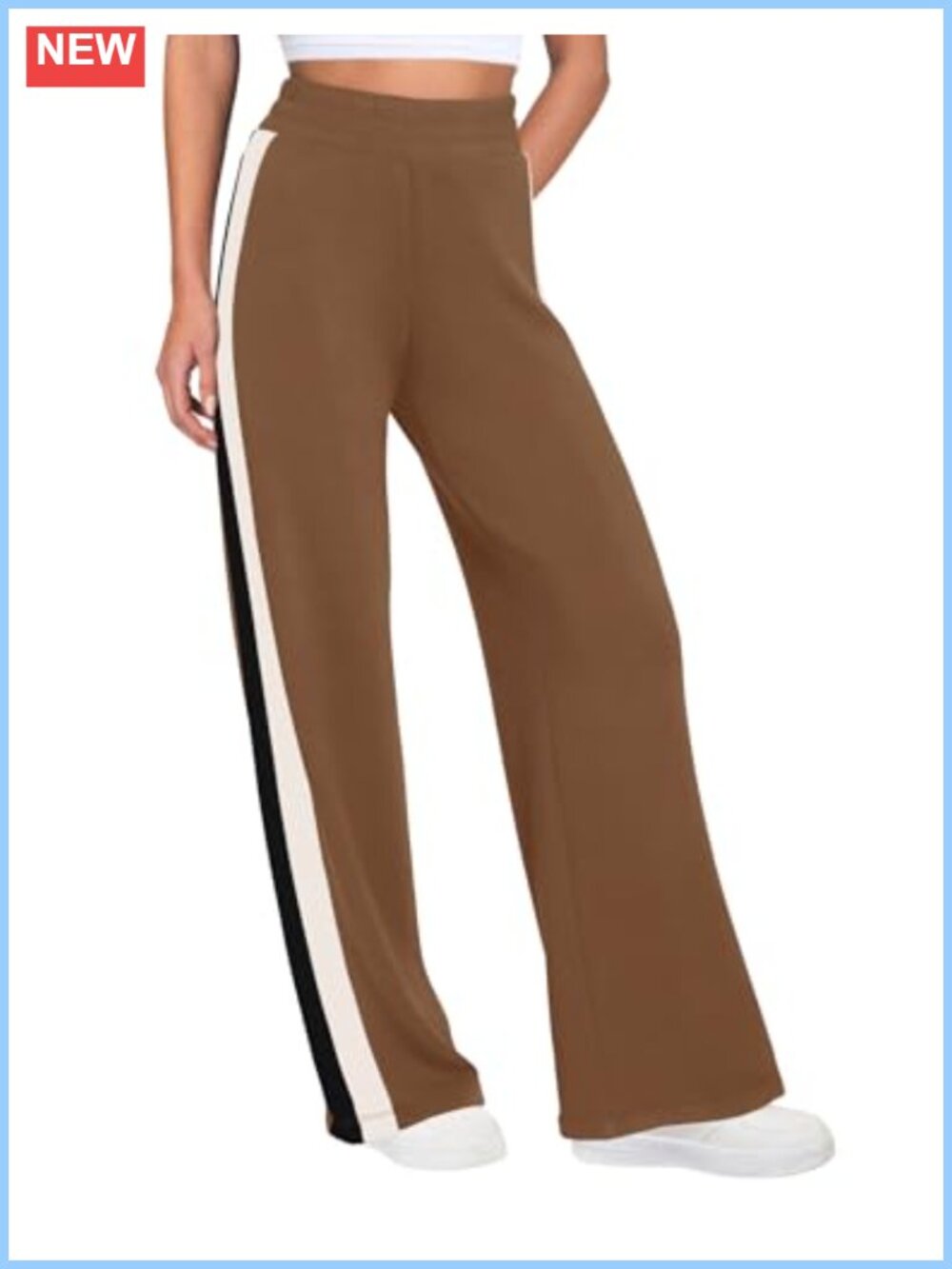 Women Wide Leg Sweatpants High Waisted Color Block Striped Track Pants